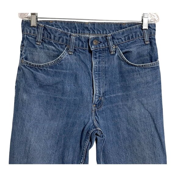 Vintage 70s Levis 517 Jeans Flared Blue Denim Orange Tab 30x28 646 0217 USA - Picture 5 of 11